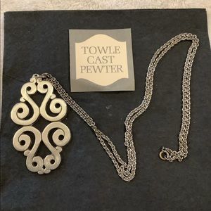 Vintage Towle Cast Pewter Pendant with Necklace.  Marked Towle pewter 8625.